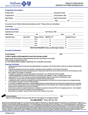Request for Reimbursement Dependent Care Flexible Spending Account