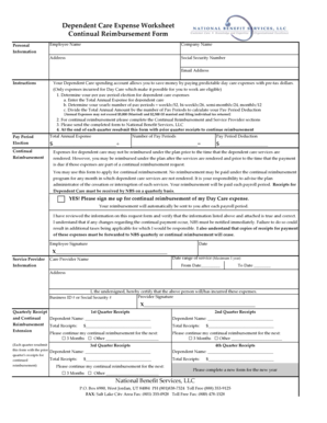 Dependent Care Expense Worksheet