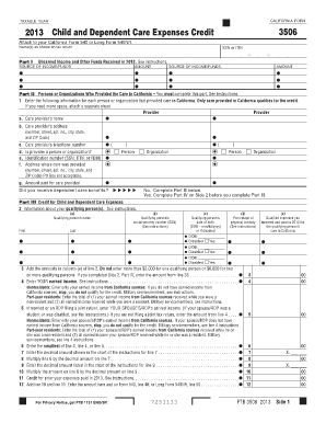 California Form 3506 Child and Dependent Care Expenses Credit
