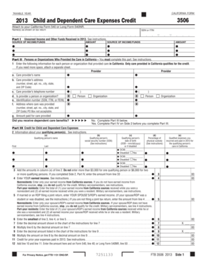 California Form 3506 Child and Dependent Care Expenses Credit