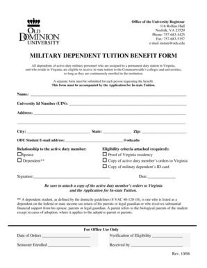 Military Dependent Tuition Benefit Form