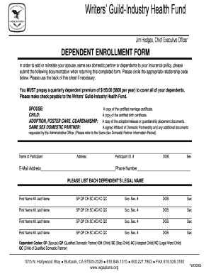 Writers’ Guild Dependent Enrollment Form