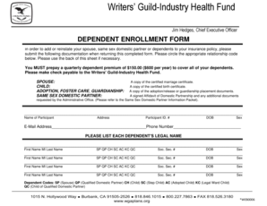Writers’ Guild Dependent Enrollment Form