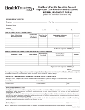 Healthcare FSA Reimbursement Form
