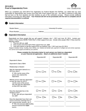 Proof of Dependent(s) Form