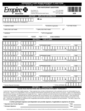 Dependent Care Reimbursement Claim Form