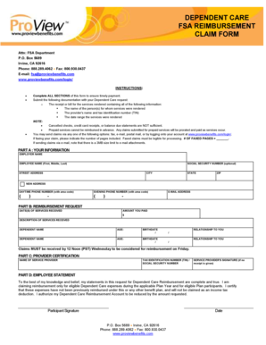Dependent Care FSA Reimbursement Claim Form