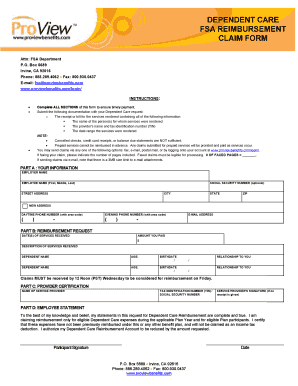 Dependent Care FSA Reimbursement Claim Form