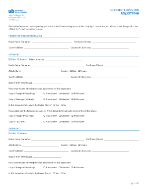 Dependent I-20/DS-2019 Request Form
