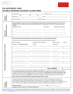 FSA Dependent Care Flexible Spending Account Claim Form