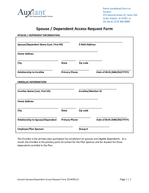 Auxiant Spouse/Dependent Access Request Form