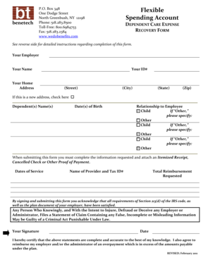 Dependent Care Expense Recovery Form