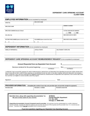 Dependent Care Spending Account Claim Form