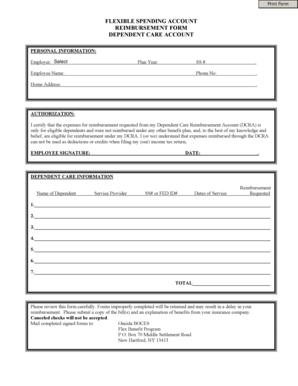 Dependent Care Reimbursement Form