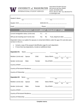 Dependent Document Request Form