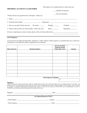 Spending Account Claim Form