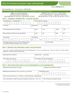 Health Savings Account Application