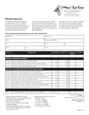 Children's Trust Fund Materials Order Form