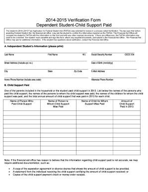 2014-2015 Verification Form