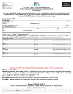 UC Los Angeles Medical Student Health Insurance Dependent Enrollment Form