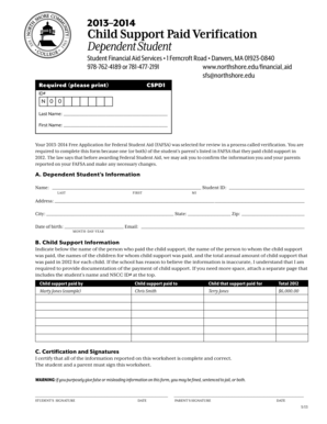 Child Support Paid Verification Form