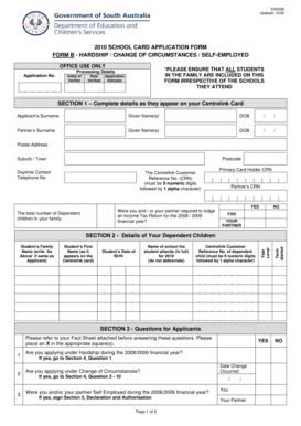 2010 School Card Application Form