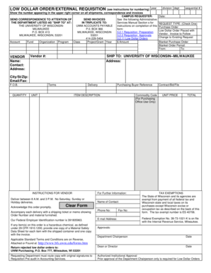 University of Wisconsin-Milwaukee Low Dollar Order Form