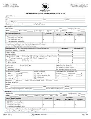 Aircraft Hull & Liability Insurance Application