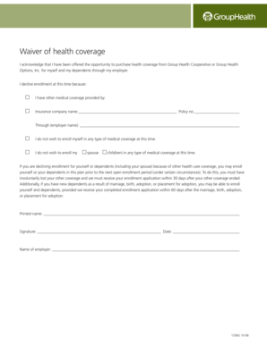 Waiver of Health Coverage