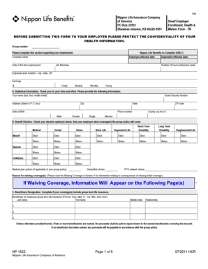 Nippon Life Insurance Waiver Form - TN