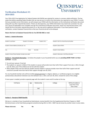2014-2015 FAFSA Verification Worksheet