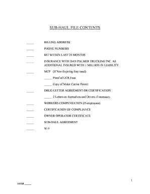 California Independent Contractor Sub-Haul Agreement