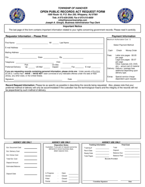 New Jersey Open Public Records Act Request Form