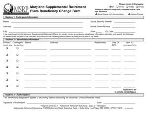 Maryland Supplemental Retirement Beneficiary Change Form