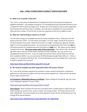 Form I-9 Employment Eligibility Verification