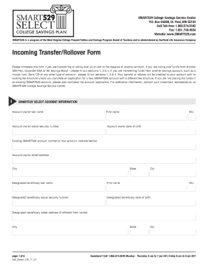 SMART529 Incoming Transfer/Rollover Form