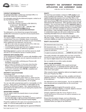 British Columbia Property Tax Deferment Application
