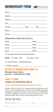 Montana Farmers Union Membership Form