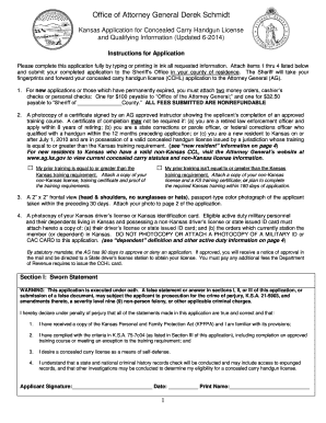 Kansas Concealed Carry Handgun License Application