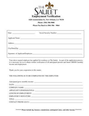 Employment Verification Form