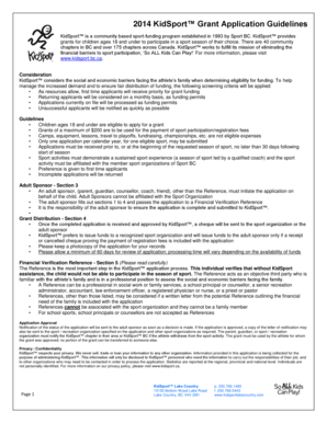 2014 KidSport Grant Application