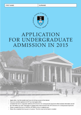 University of Cape Town Undergraduate Application Form