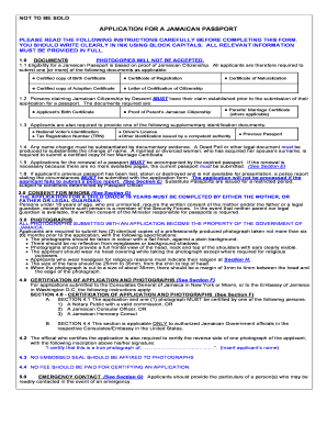 Jamaican Passport Application Form