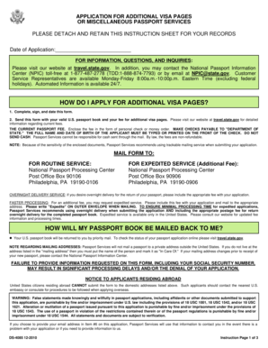 US Passport Additional Visa Pages Application