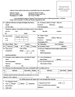 Nepali Passport Application Form