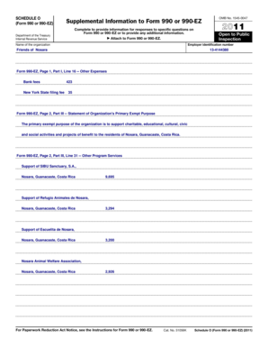 Schedule O Form 990 or 990-EZ