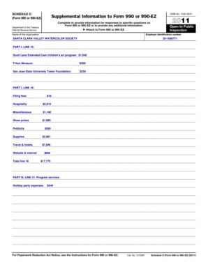 Schedule O Form 990 or 990-EZ