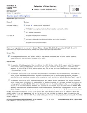 Schedule B Form 990 990-EZ 990-PF