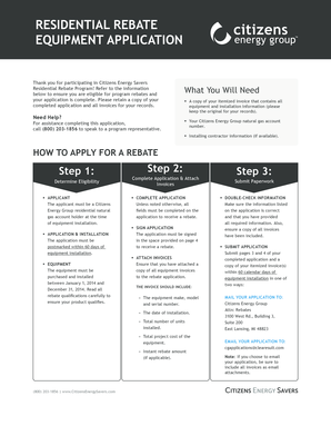 Residential Rebate Equipment Application