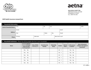 CHIP Health Insurance Renewal Form